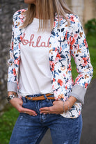 Blazer blanc motif fleuri rouge la boutique de lydie 