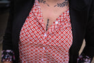 Chemise imprimé géométrique rouge