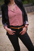 Chemise imprimé géométrique rouge