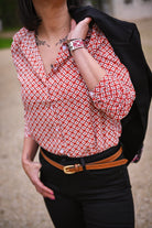 Chemise imprimé géométrique rouge la boutique de lydie