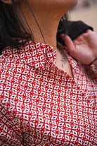 Chemise imprimé géométrique rouge
