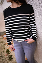 Pull Marinière noir femme