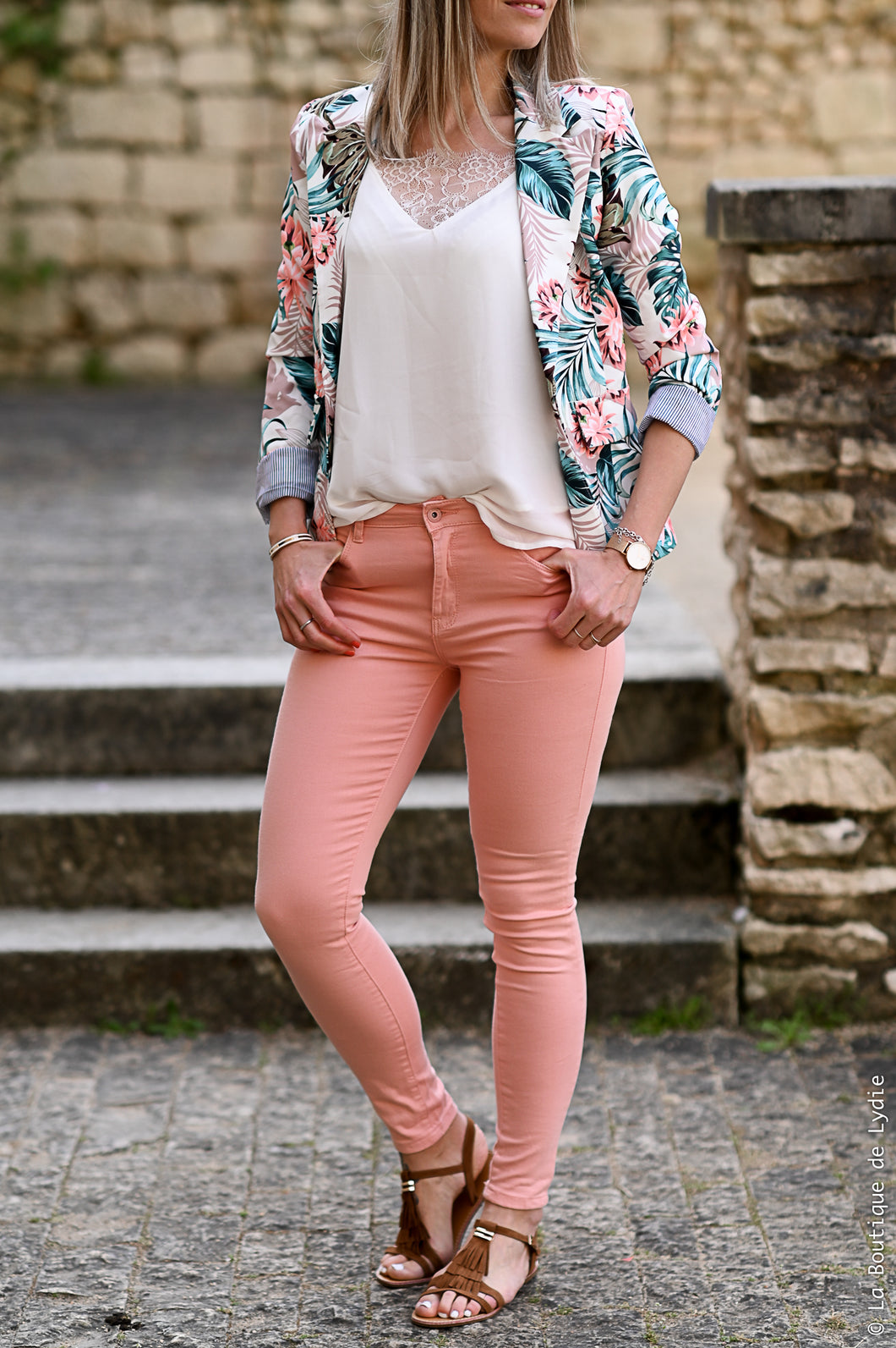 Pantalon skinny femme rose
